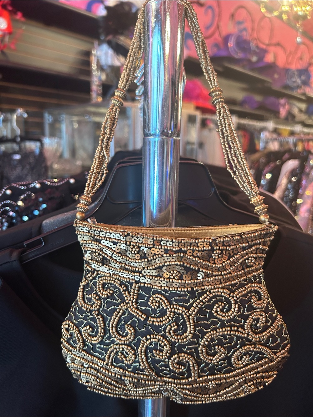 Beaded Evening Handbag - Black & Gold